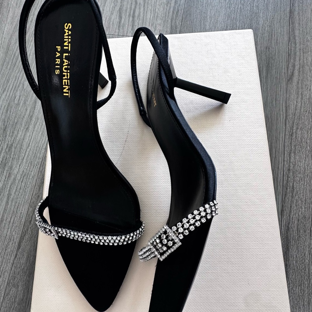 Saint Laurent Black Heels with Sparkling Accents